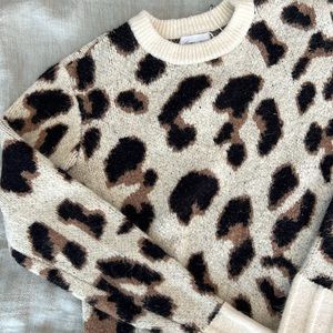 NWOT Lovers & Friends Cream Animal Print Sweater